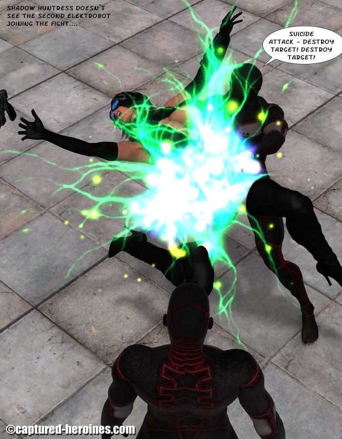 Shadow Huntress vs Elektrobots Captured Heroine page 6