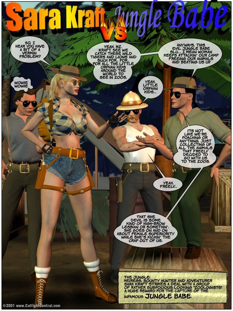 Cat Fight Central - Lara Craft and Jungle Bage page 2