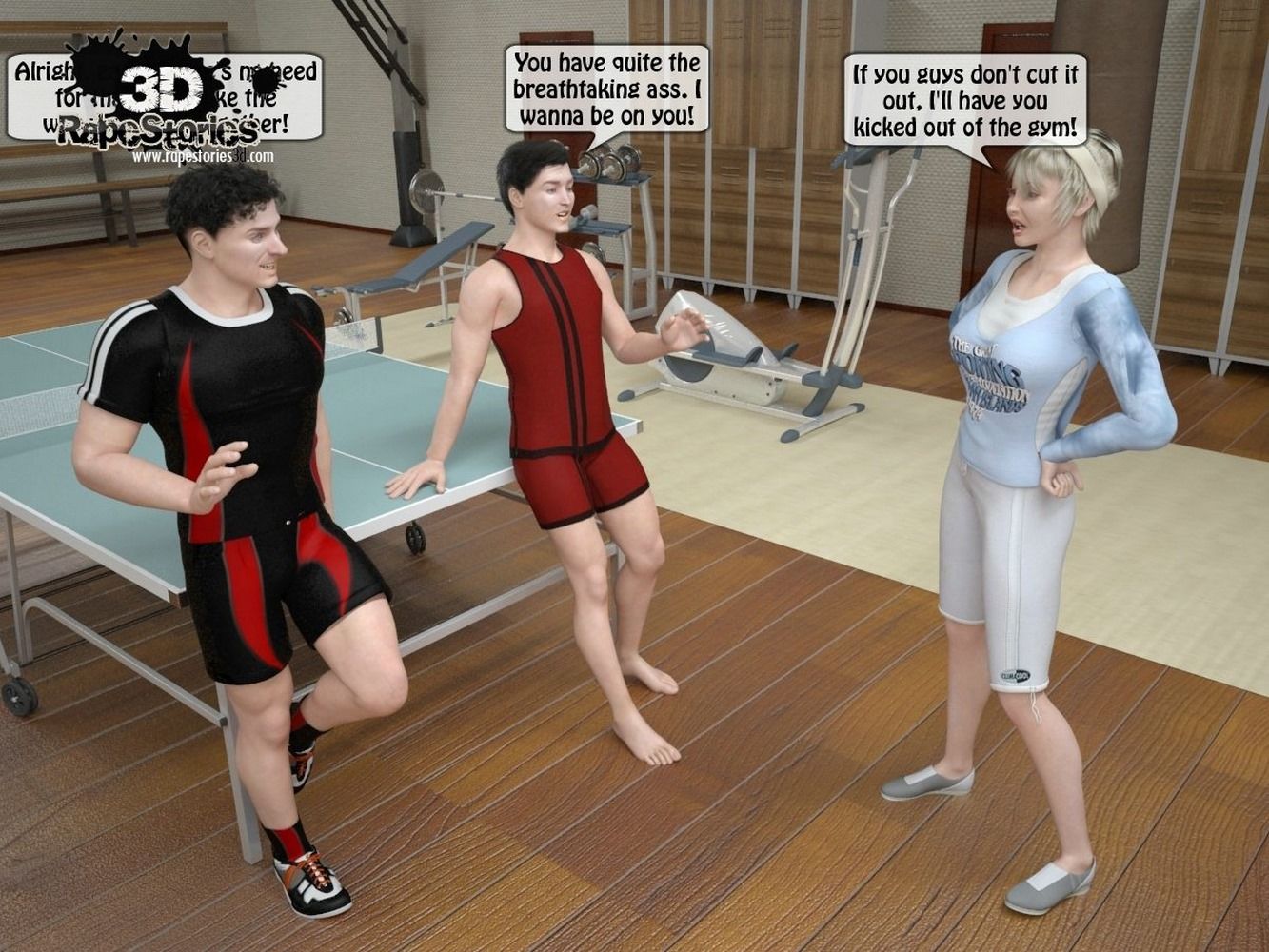 3DRapestory-2 Guys Rape chick in gym page 7
