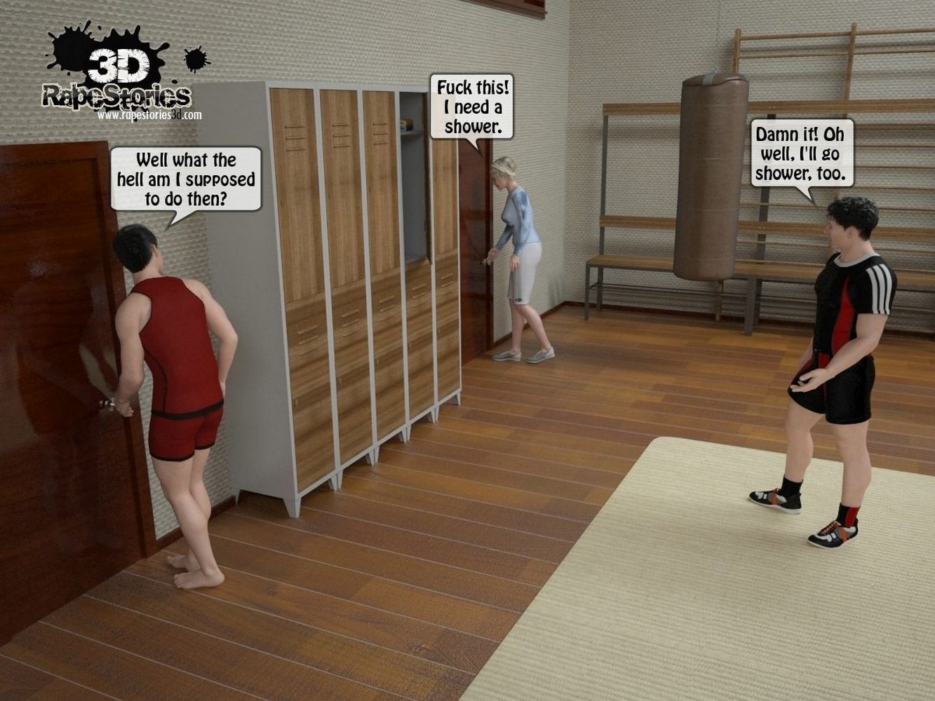 3DRapestory-2 Guys Rape chick in gym page 8