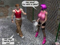 Alley slut - 3D Interracial sex